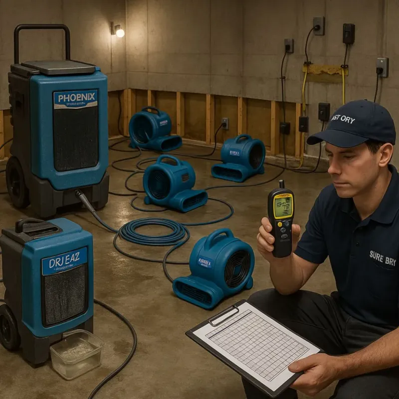 Structural Drying and Dehumidification process in Burtonsville, MD